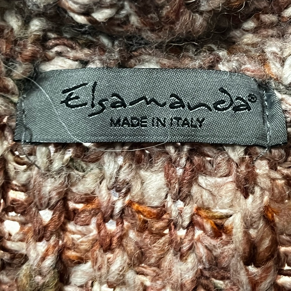 Elsamanda Wool Blend Chunky Knit Multicolor Cape Cardigan | Size OS | Italy - Picture 4 of 5